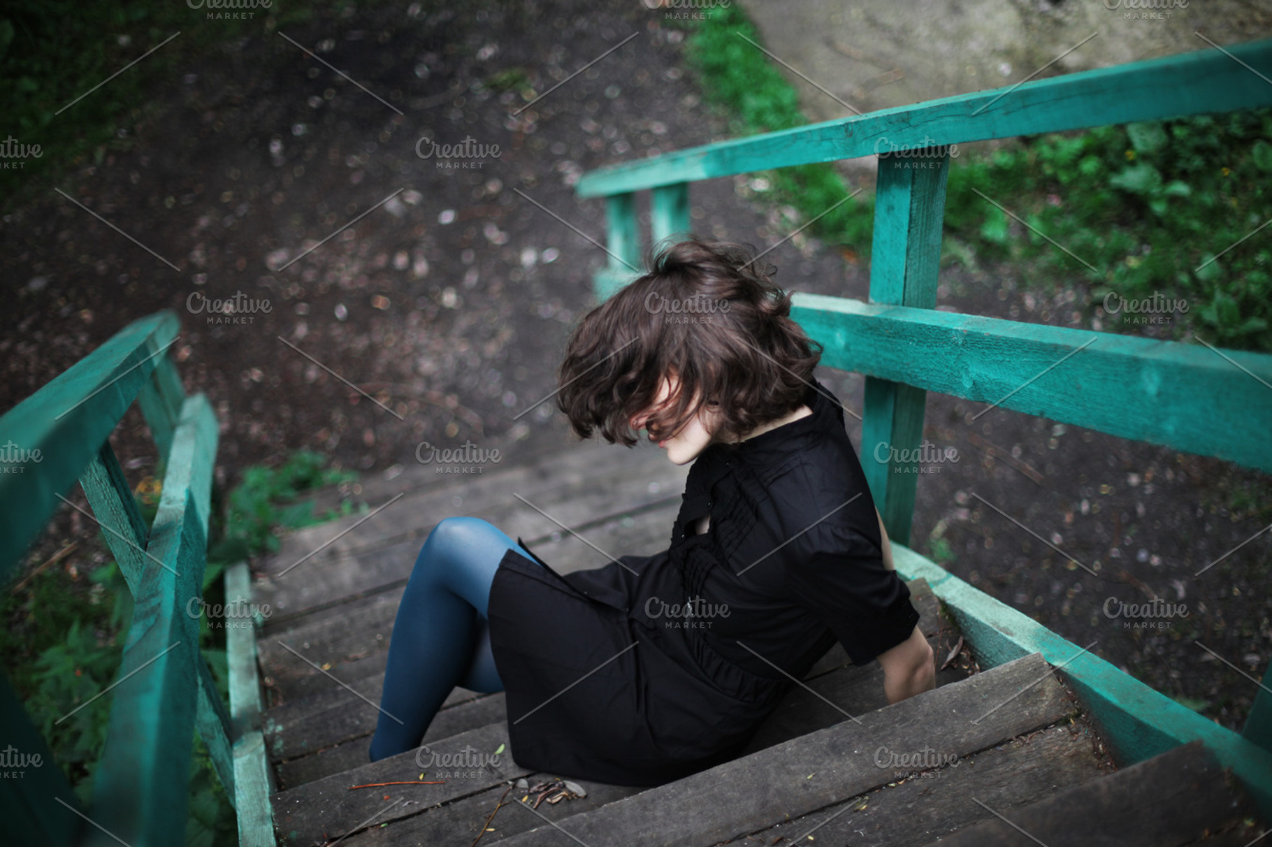 Girl sitting on the stairs stock photo containing girl and teen, a Person Photo by FilterAtelier