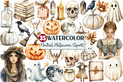Watercolor Neutral Halloween Clipart, an Illustration by Rose Art (Thumbnail 1 of 7)