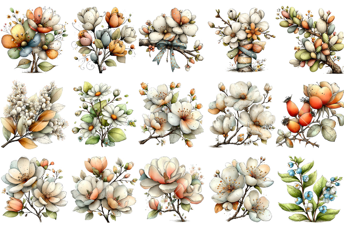 Whimsical Spring Flower Clipart, an Illustration by OK Design (Photo 3 of 6)