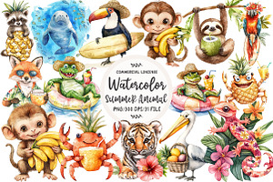 Tropical Summer Animal Clipart, an Illustration by OK Design
