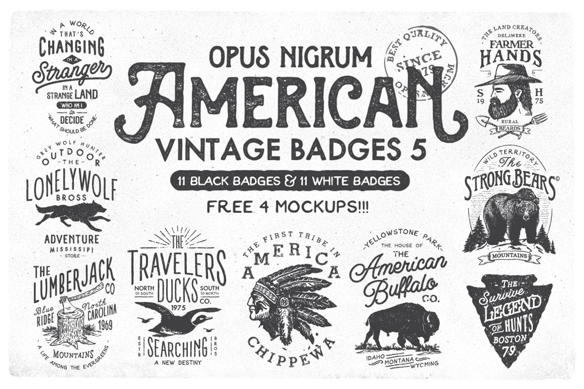 American Vintage Badges 5, a Branding & Logo Template by Opus Nigrum (Photo 1 of 5)