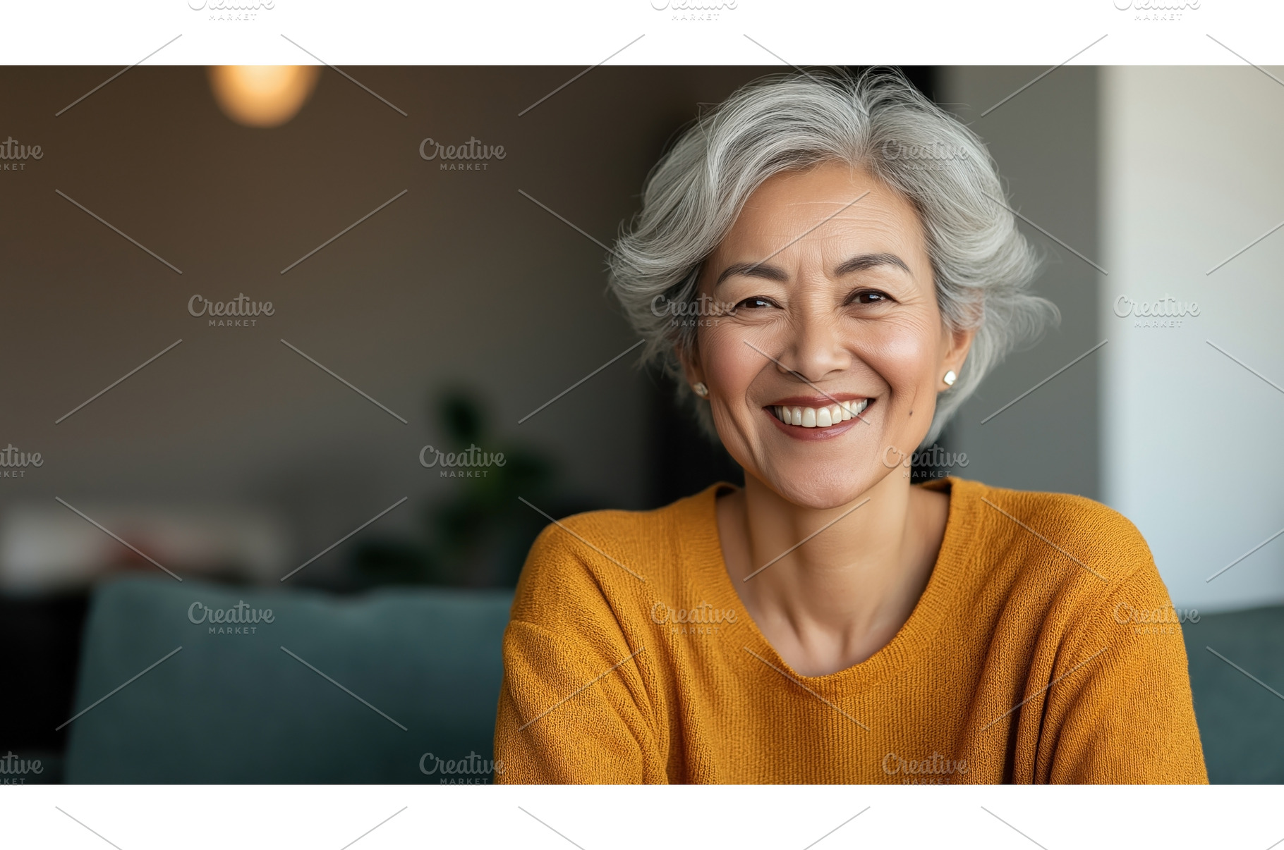 A smiling Asian senior woman with, a Person Photo by Sergey Kotenev