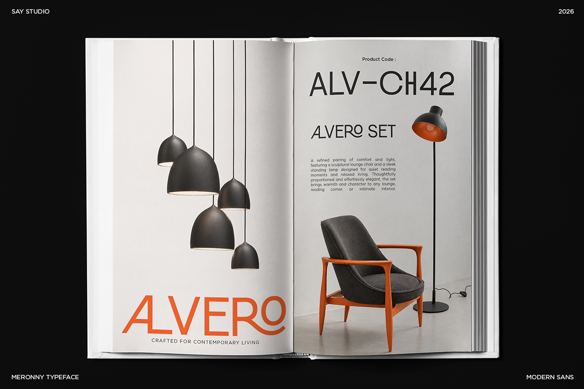 Meronny - Geometric Ligature Font, a Sans Serif Font by Say Studio (Photo 8 of 10)