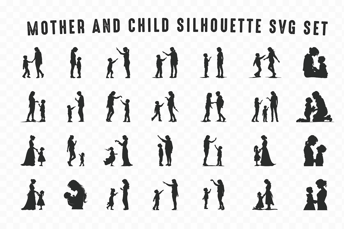 Mother and Child SVG Silhouette Set, a Person Illustration by Gfx Expert Team (Photo 2 of 3)
