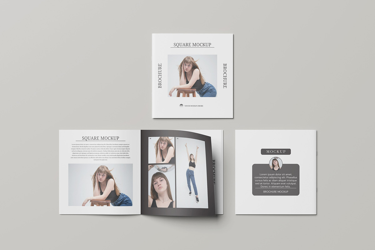 Square Brochure Mockup, a Books & Magazine Mockup by AKMAL STUDIO