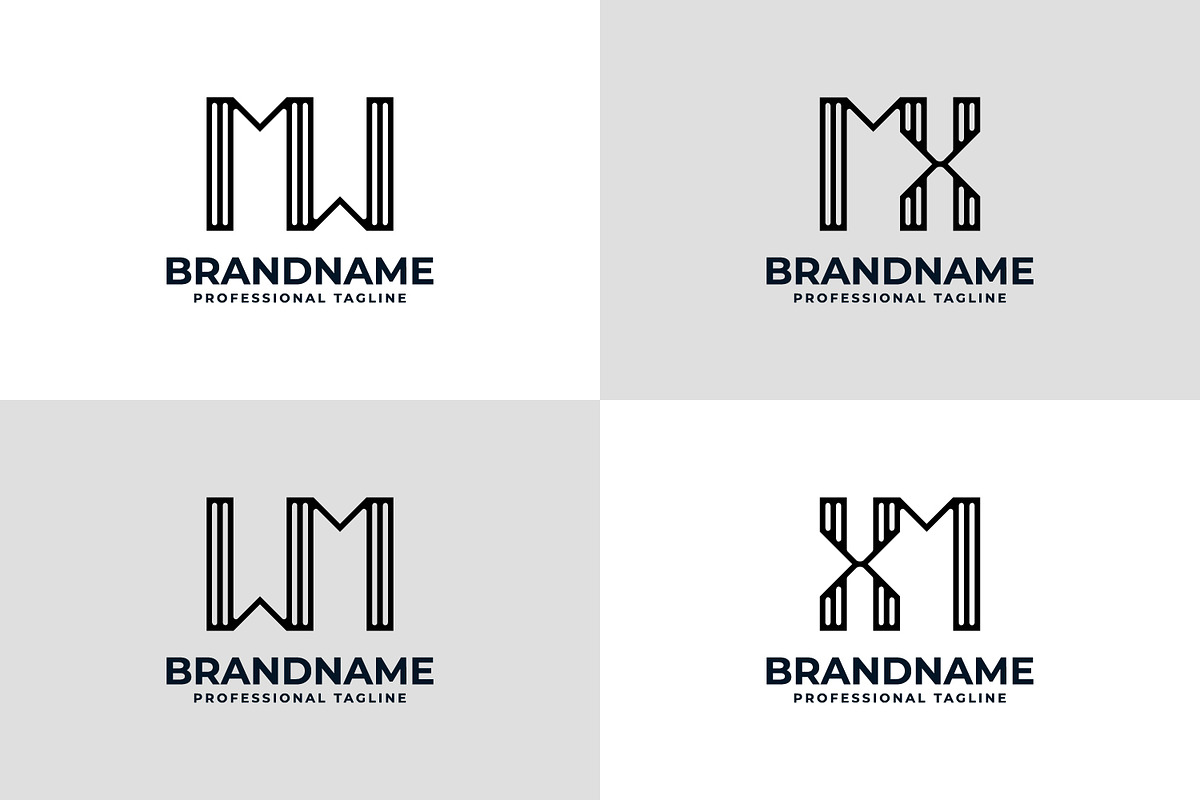 Letters MW WM MX XM Stripe Logo, a Branding & Logo Template by Pray Art Design Studio