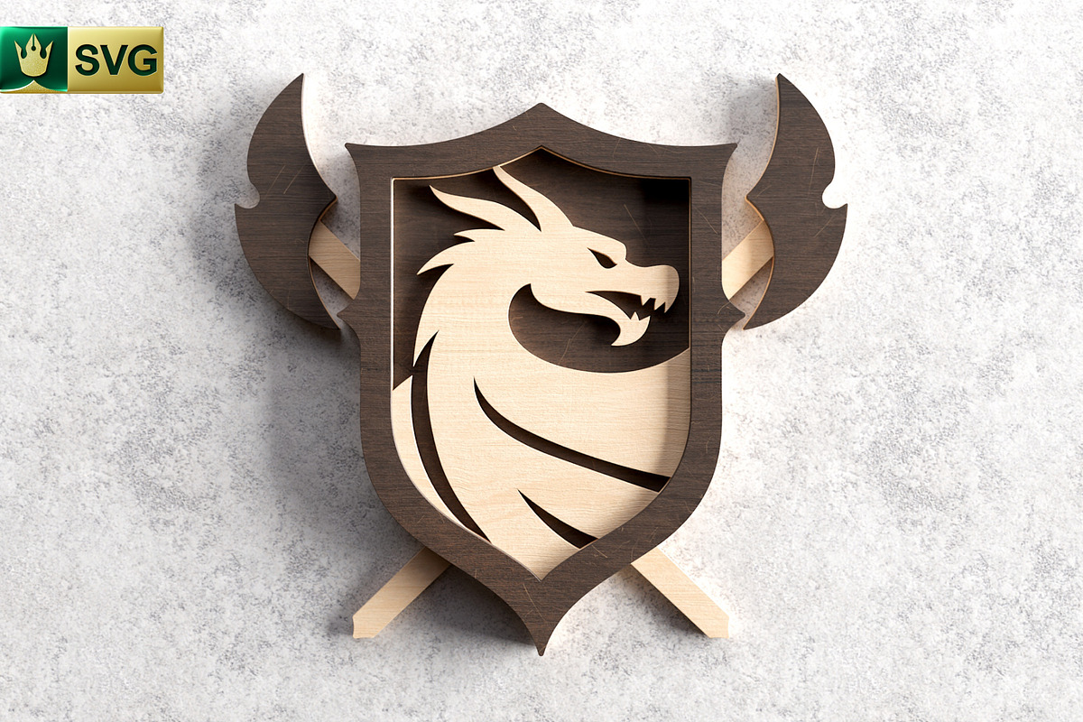 Dragon Shield 3D Layered SVG, an Object Graphic by pixaroma (Photo 8 of 10)
