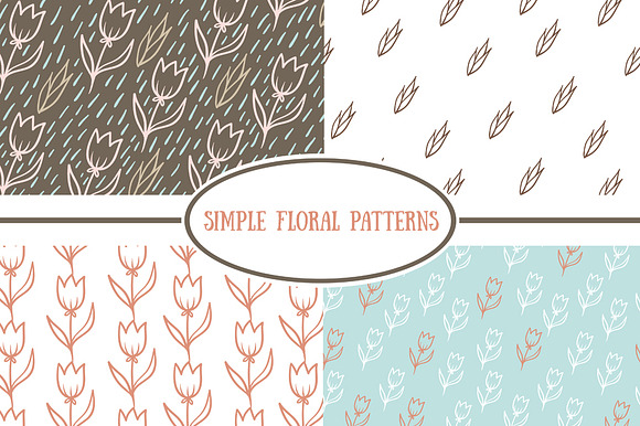 Set of simple floral patterns preview 6