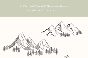 Forest Mountain Vector Illustrations