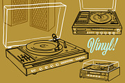 Vintage record player illustrations, an Object Illustration by Serifs & Whiskey (Thumbnail 1 of 4)