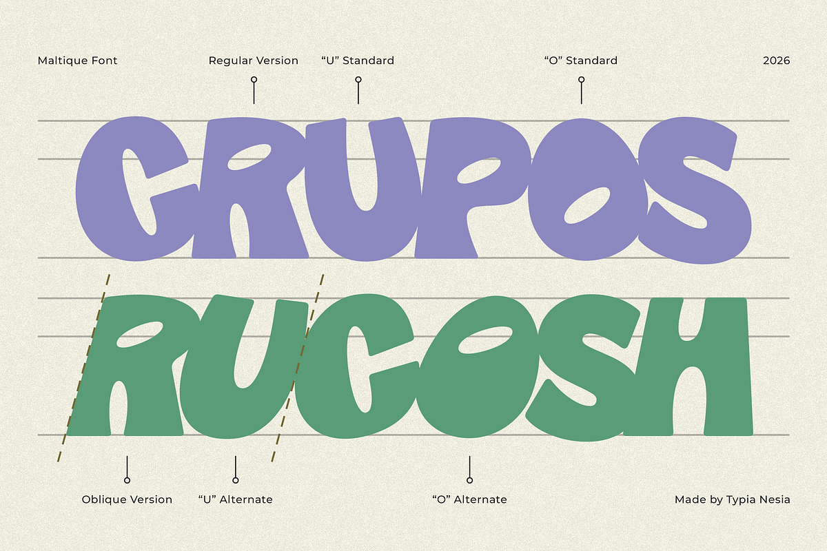 Maltique - Psychedelic Retro Font, a Sans Serif Font by Typia Nesia (Photo 7 of 11)