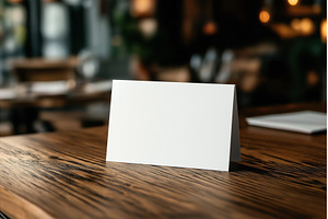 Blank white table tent card mockup, a Business Photo by Sergey Kotenev