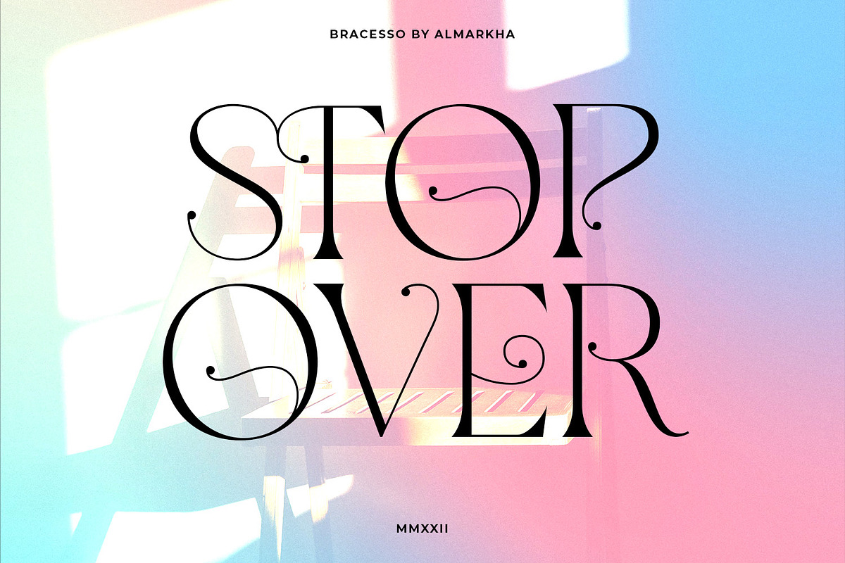 Bracesso - Stylish Display Serif, a Serif Font by Almarkhatype (Photo 5 of 11)