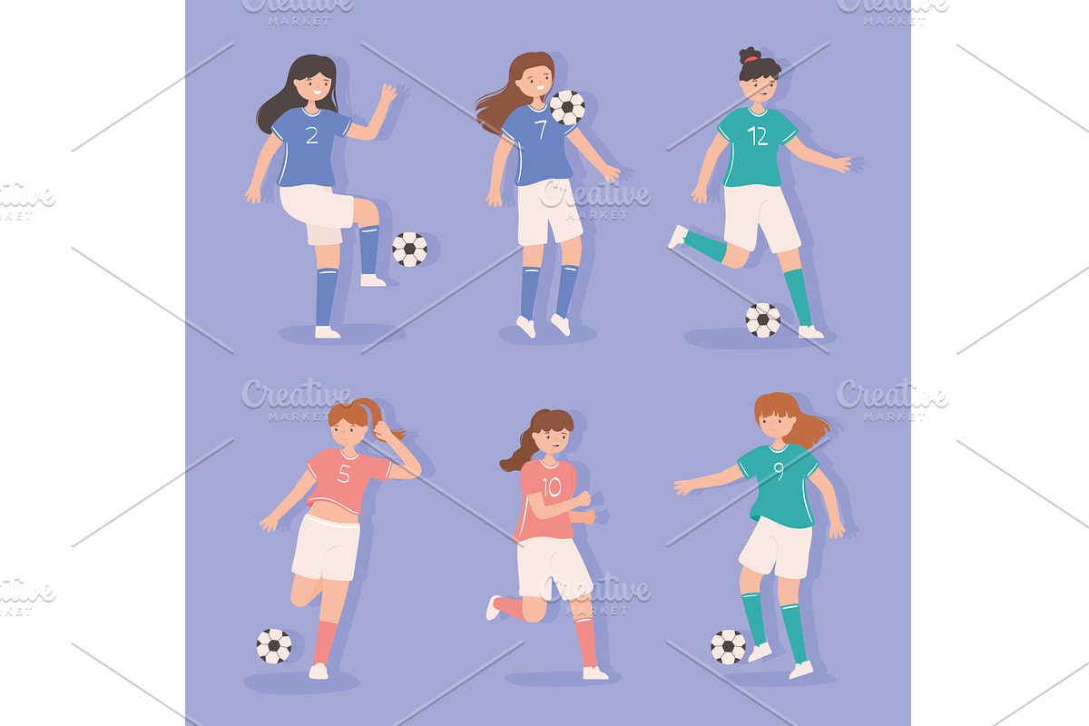 soccer female group, a Person Illustration by studiogstock