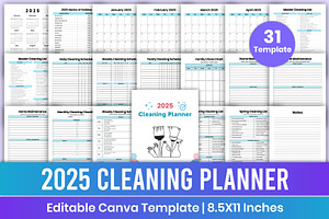 2025 Cleaning Planner Canva Template