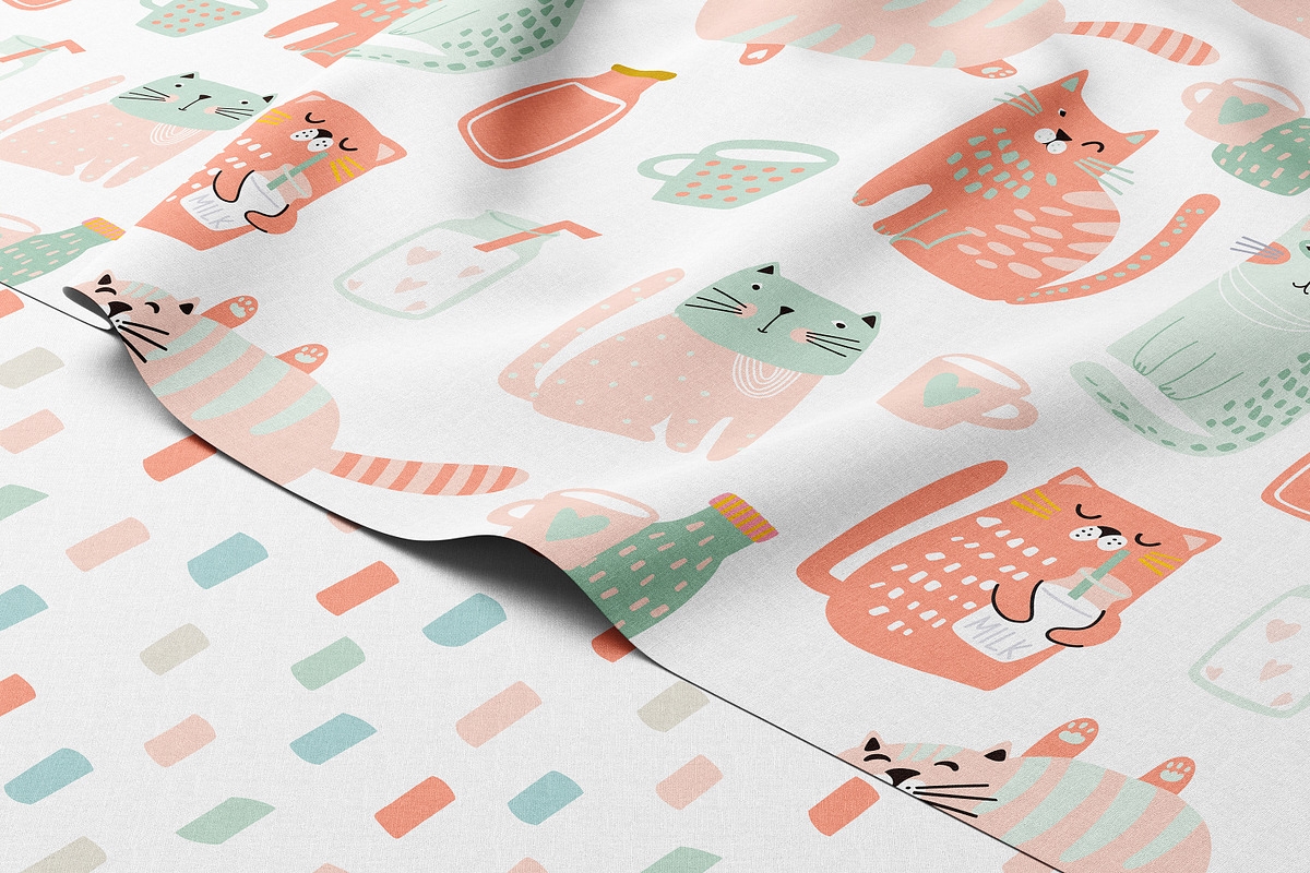 Kitty Café – Pattern Collection, a Pattern Graphic by PROTEA Watercolor Studio (Photo 4 of 9)