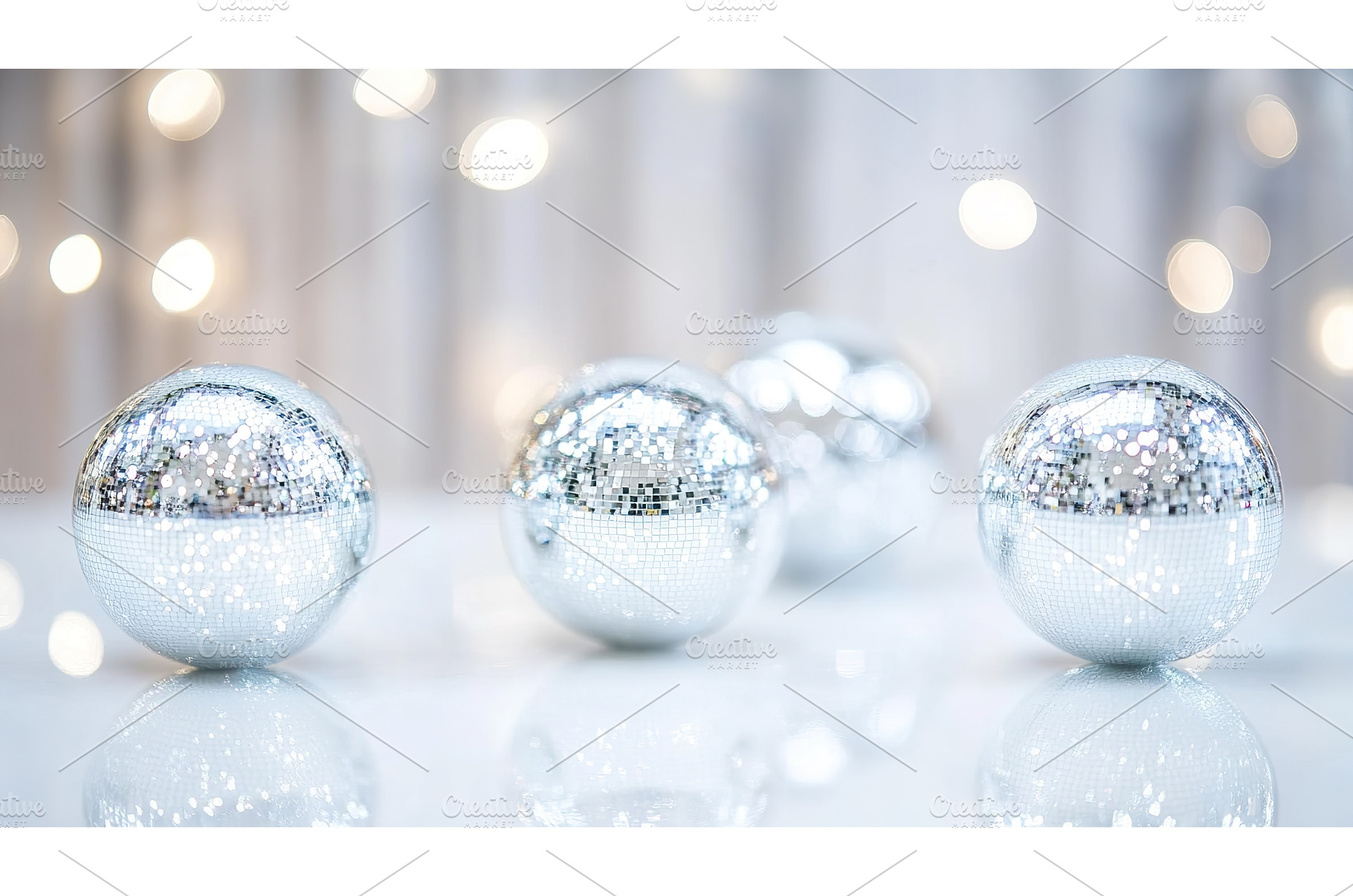 Shiny silver disco mirror balls with, a Holiday Photo by Lermont51