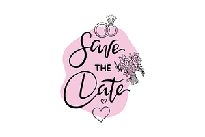 Save the date sticker. Handwritten, an Illustration by Valerie Bodnar