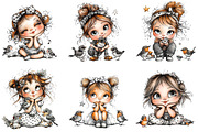 Whimsical Cute girl clipart, an Illustration by DreamArtGraphic (Thumbnail 3 of 6)