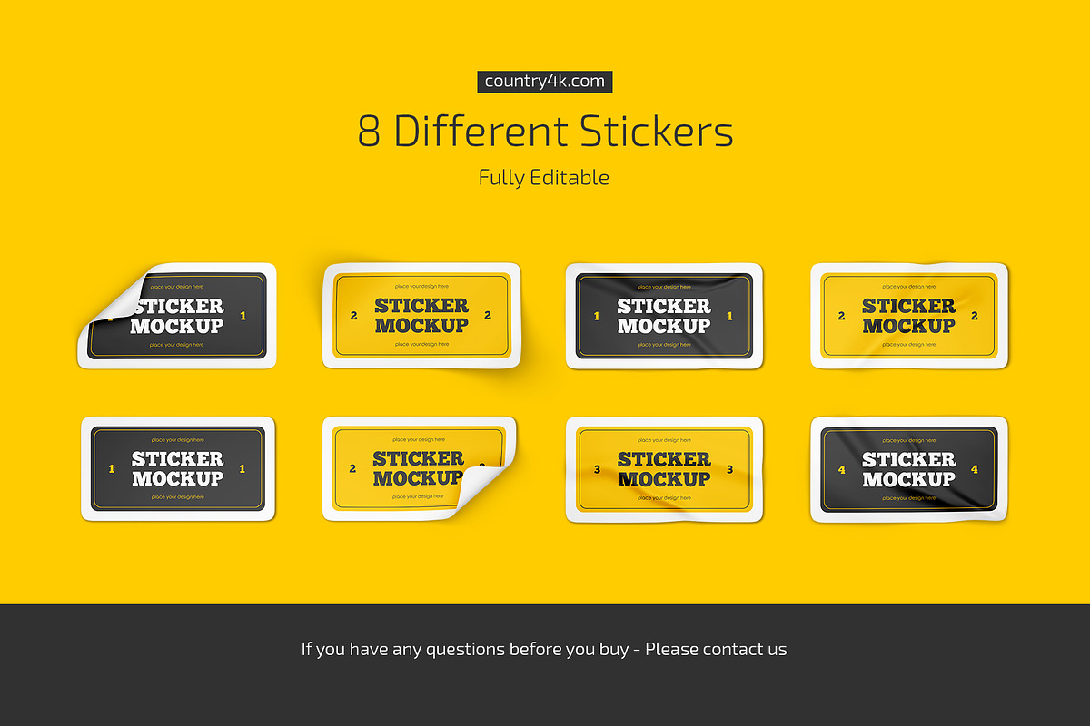 Rectangular Stickers Mockup Set, an Advertising Mockup by Country4k (Photo 4 of 4)