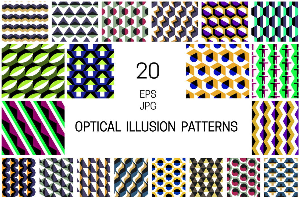 20 Geometric Illusion Patterns, a Pattern Graphic by Guten Tag Vector (Photo 1 of 6)