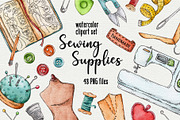 Sewing supplies watercolor clipart, an Object Graphic by Trinibis (Thumbnail 1 of 5)