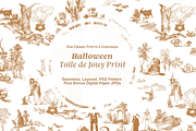 Halloween Toile de Jouy Pattern, a Background Graphic by Hughes Studio (Thumbnail 1 of 7)