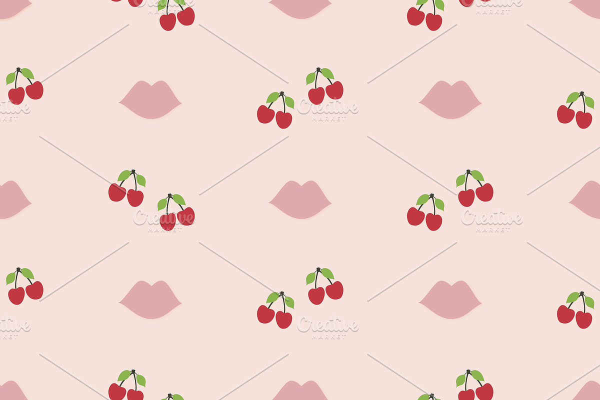 Cherry, Daisy, Lips, Seamless 10 pk, a Pattern Graphic by Amy Lynn Grover (Photo 9 of 10)