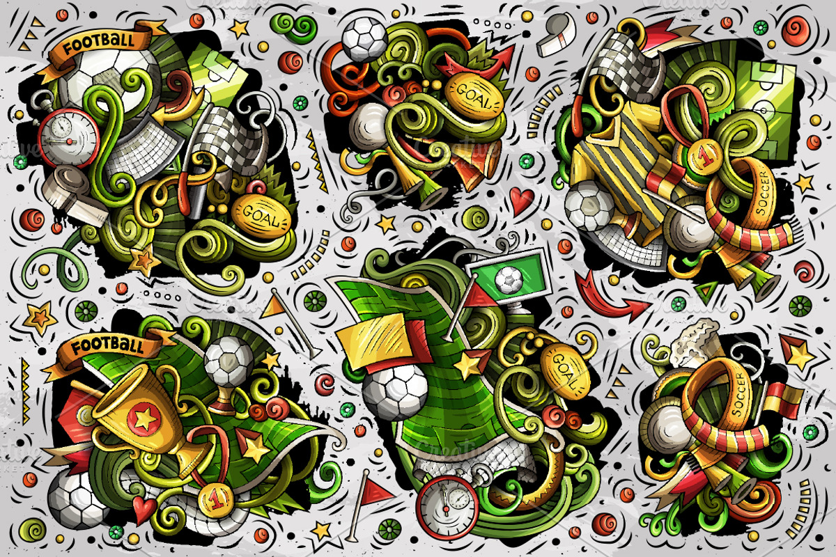 Soccer Cartoon Doodle Big Pack, a Decorative Illustration by BALABOLKA (Photo 3 of 10)