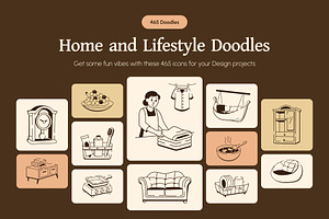465 Home and Lifestyle Doodle Icons, an Outline Icon by Vectors Market