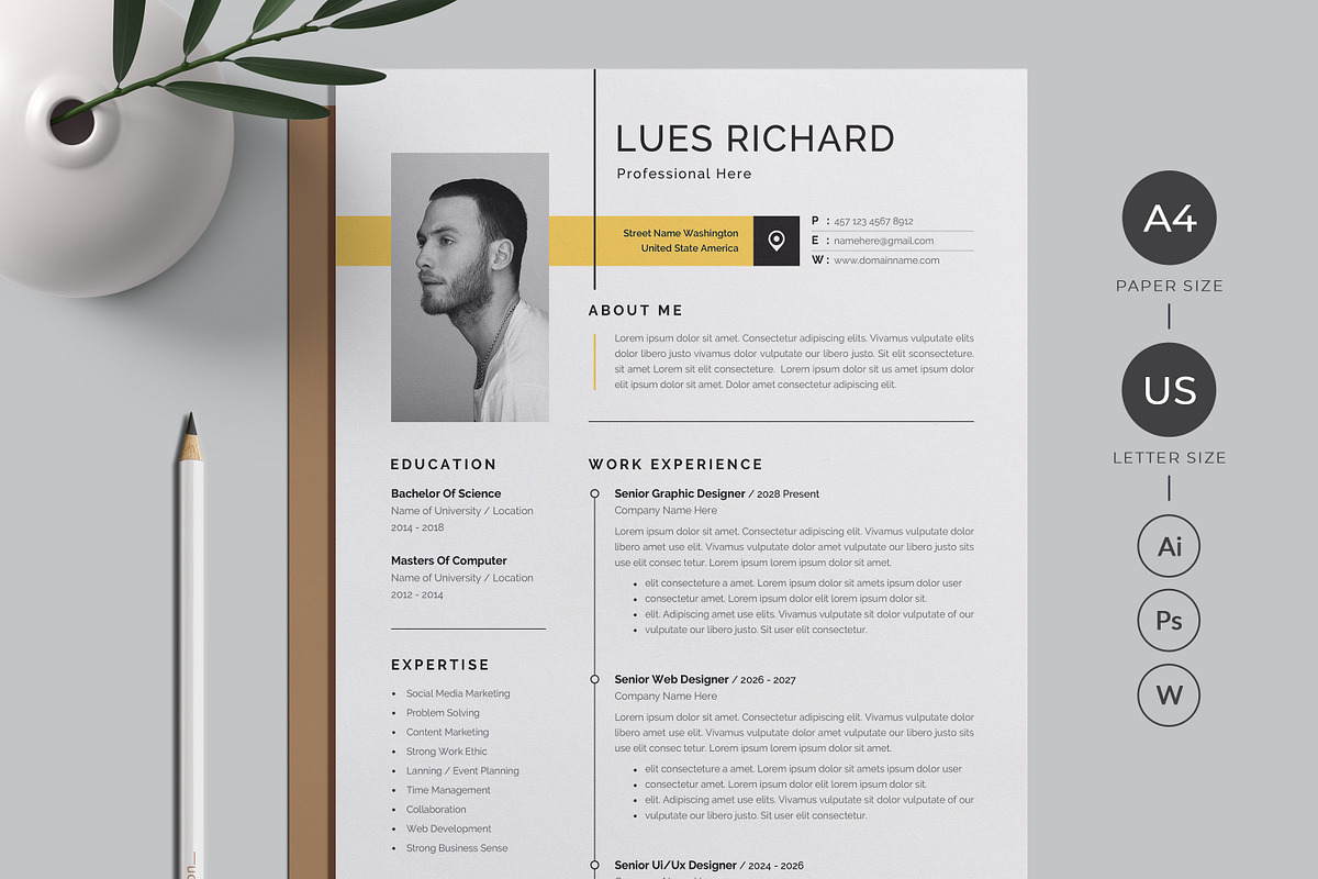 Resume/CV Template, a Resume Template by Proper_media (Photo 1 of 6)