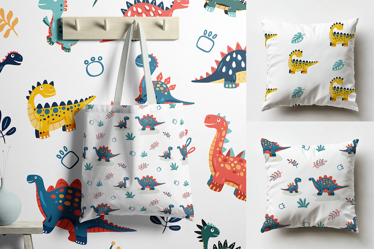 Cartoon Dino Pattern & Clipart, a Graphic by Asya Melkonyan Patterns (Photo 7 of 13)