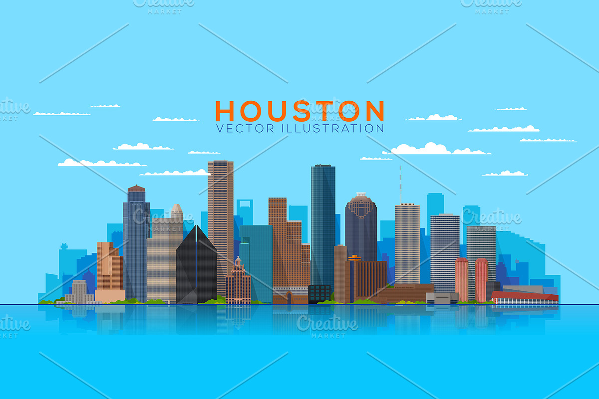 Houston Texas skyline illustration, an Illustration by Sky and glass (Photo 2 of 5)
