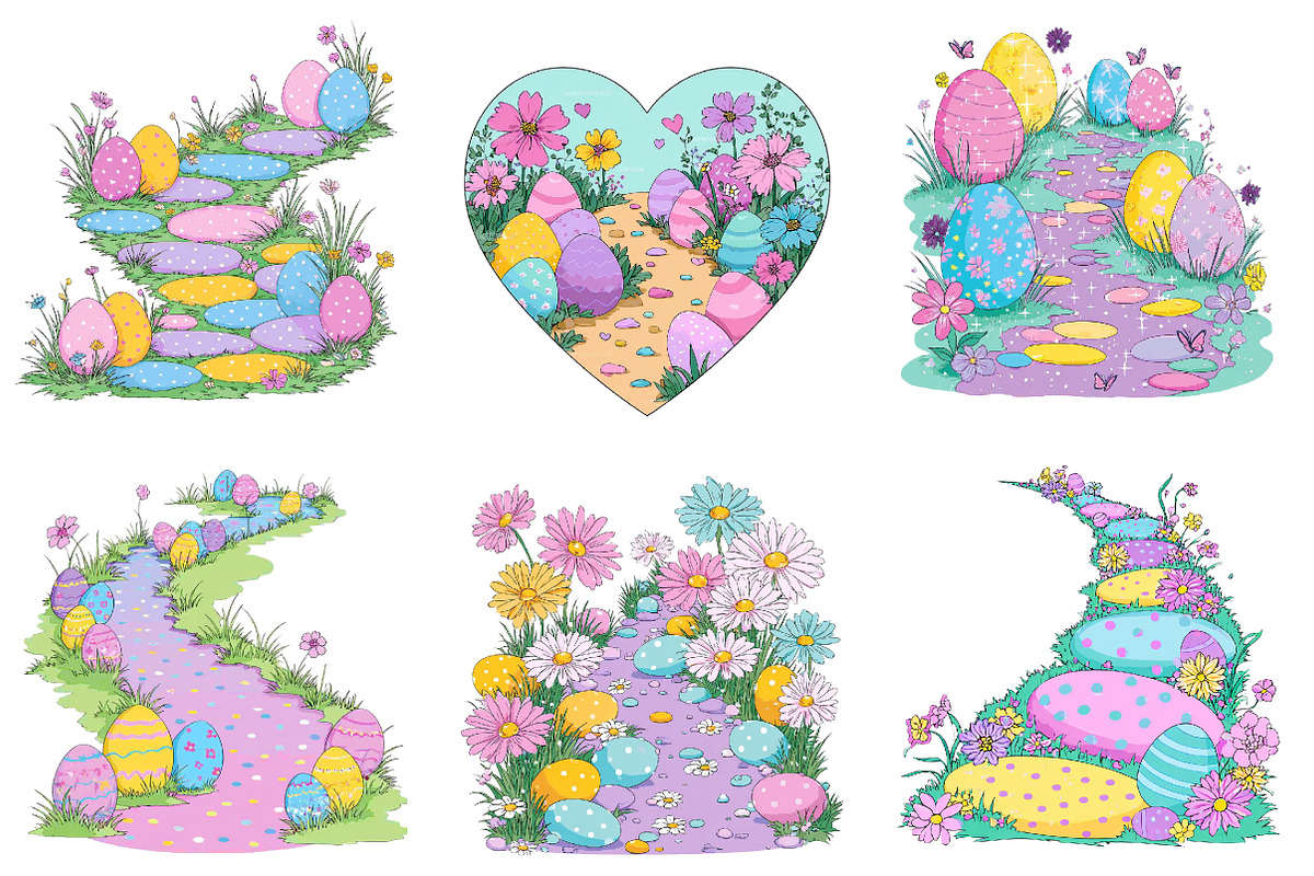Whimsical Easter Pathway Clipart, an Illustration by Dream Creation (Photo 2 of 7)