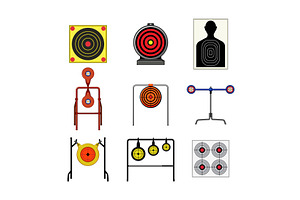 shooting target set cartoon vector, an Object Illustration by pikepicture