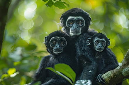 A group of golden langurs huddled to, an Animal Photo by LOGOCREATIVE
