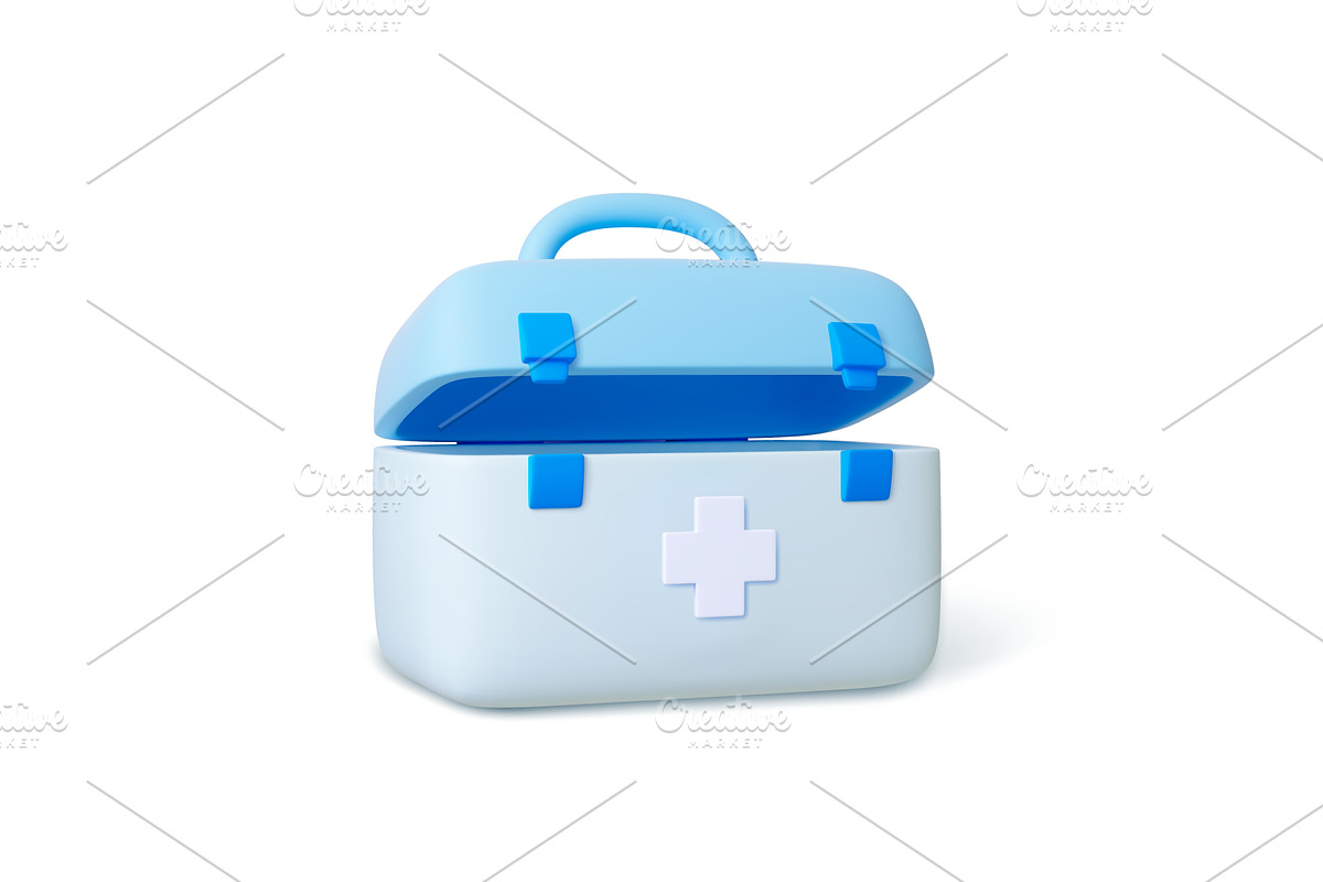 First aid chest 3d icon. Medicine, an Illustration by Valerie Bodnar