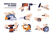 Repair, building tools in hands set, a Work Illustration by Good Studio (Thumbnail 1 of 9)