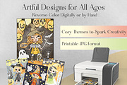 Halloween Reverse Coloring Pages, a Seasonal Illustration by Adirondack Canvas Studio (Thumbnail 2 of 8)