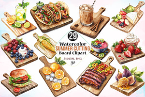 Watercolor Summer Cutting Board PNG, an Illustration by Canvas Craft