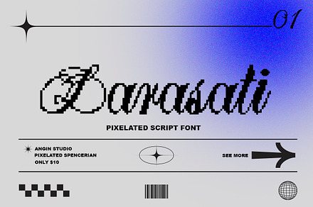 Larasati Pixelated, a Font by Angin Studio