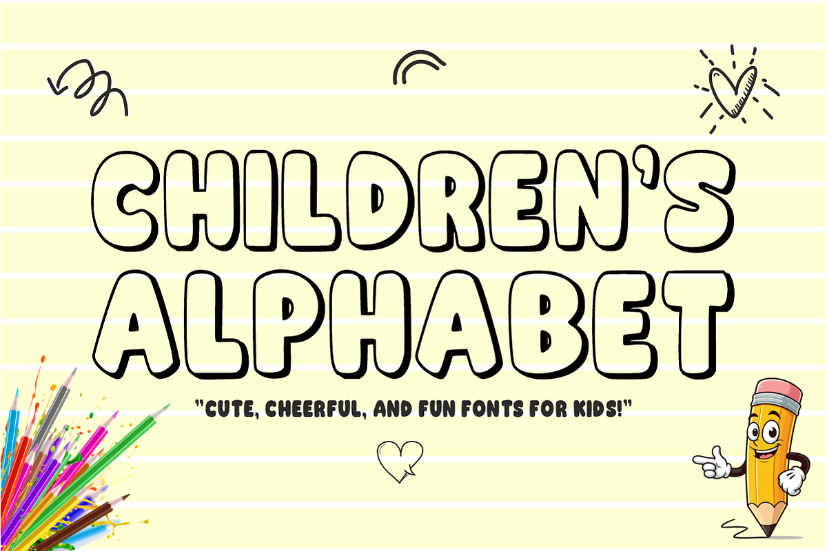 Chubby Outline- Fun Kids Bubble Font, a Sans Serif Font by KiddoGlyphs Studio (Photo 2 of 5)