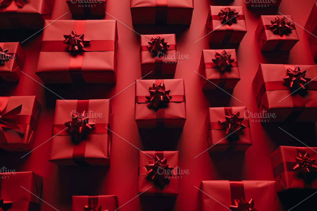 86 Gift boxes with ribbons and bows, a Holiday Photo by Handmadefont (Photo 78 of 90)