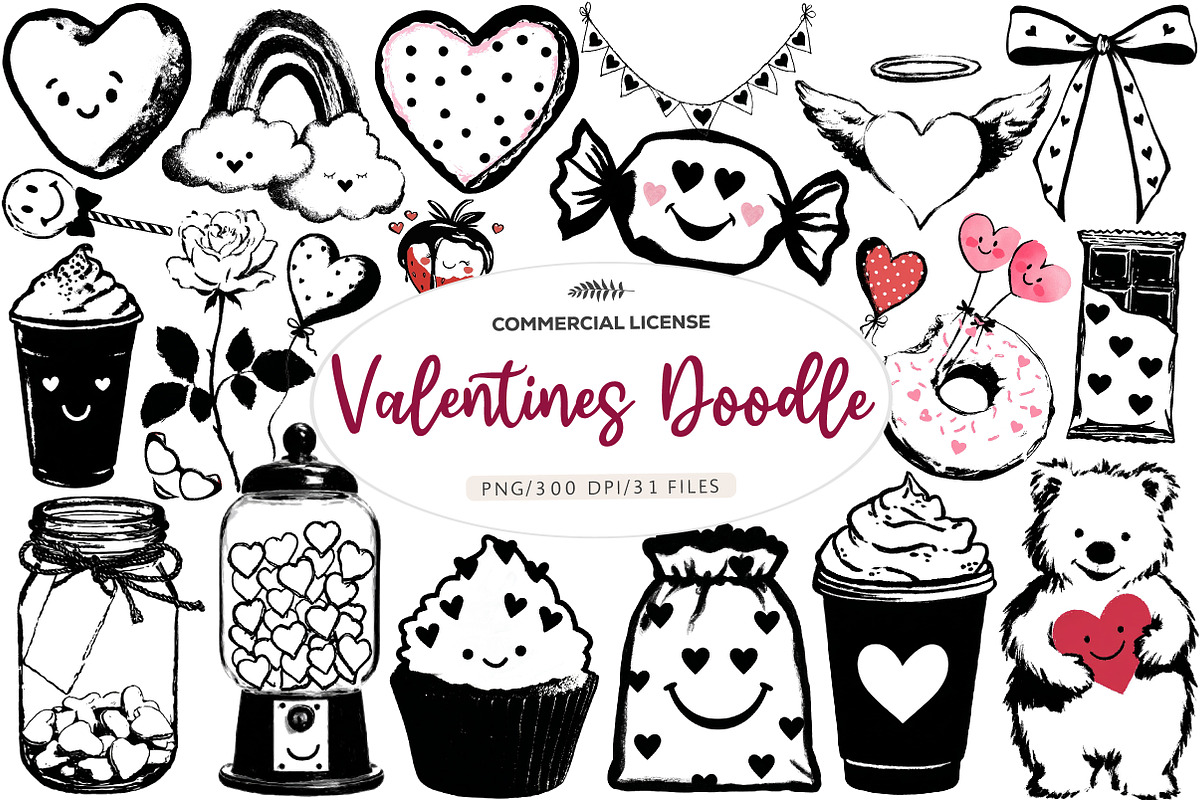 hand drawn valentines day doodle cli, an Illustration by CreationArt (Photo 1 of 5)