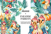 Cute Parrots Watercolor Cliparts, an Animal Illustration by Phantasia Design (Thumbnail 1 of 8)