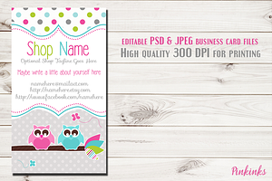 Owl Business Card Template, a Business Card Template by Pinkinks
