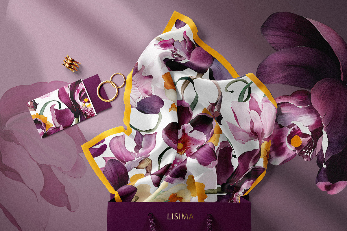 Purple floral pattern, orchids, a Pattern Graphic by Lisima (Photo 11 of 15)