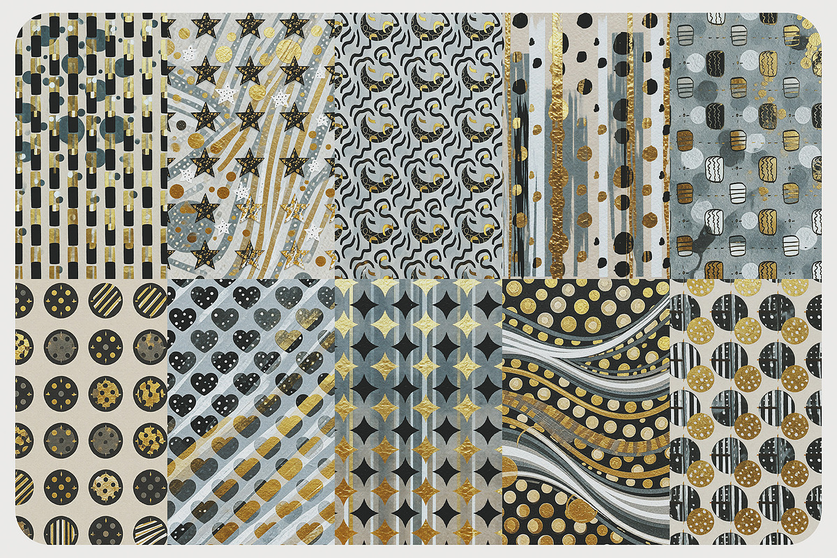 Modern Metallic Patterns, a Pattern Graphic by Megan Aili Designs (Photo 6 of 12)
