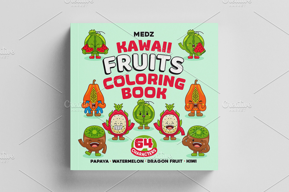 Kawaii Fruits Coloring Book vol 01, an Education Illustration by MEDZ (Photo 1 of 3)