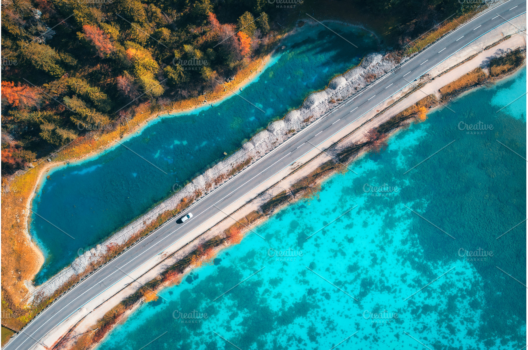 Aerial view of scenic road running, a Nature Photo by den-belitsky